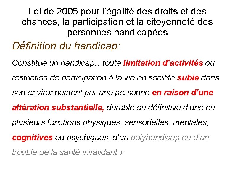 Loi de 2005 pour l’égalité des droits et des chances, la participation et la