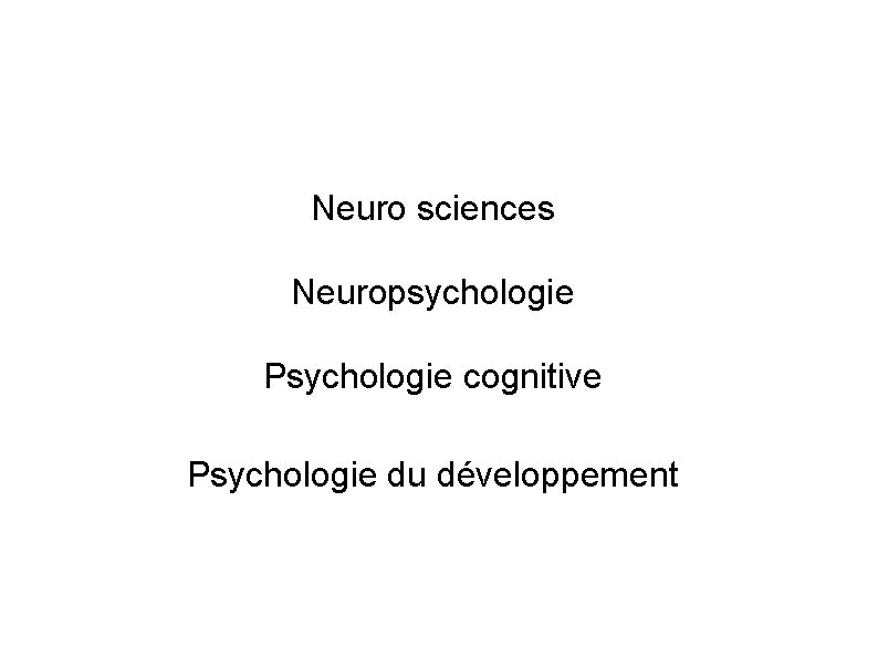 Neuro sciences Neuropsychologie Psychologie cognitive Psychologie du développement 