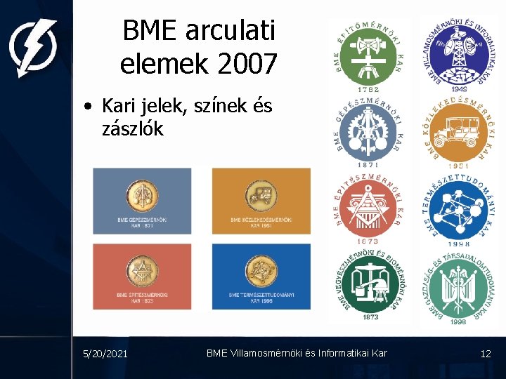 BME arculati elemek 2007 • Kari jelek, színek és zászlók 5/20/2021 BME Villamosmérnöki és