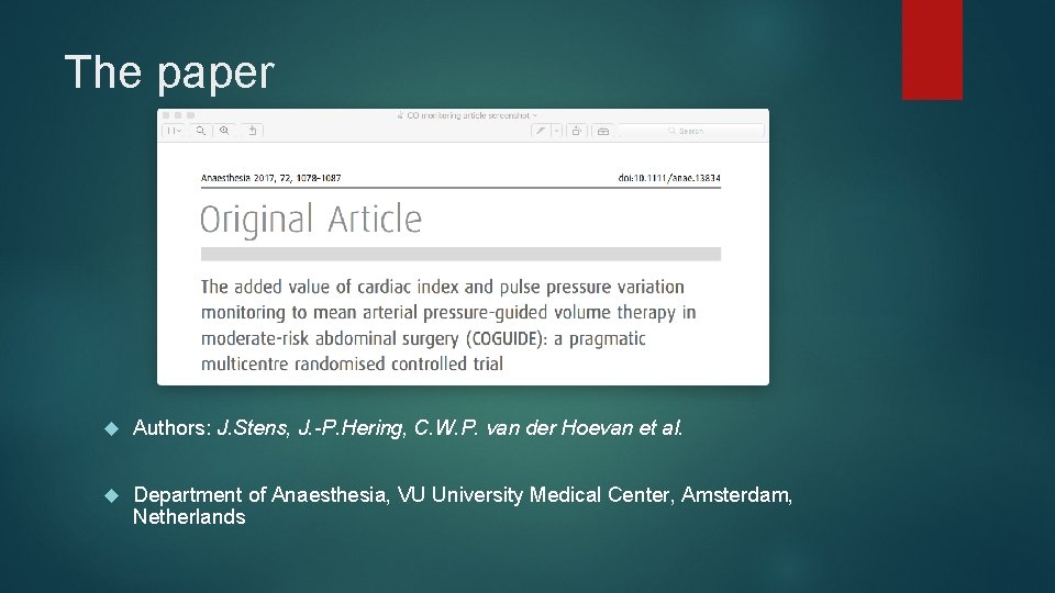 The paper Authors: J. Stens, J. -P. Hering, C. W. P. van der Hoevan