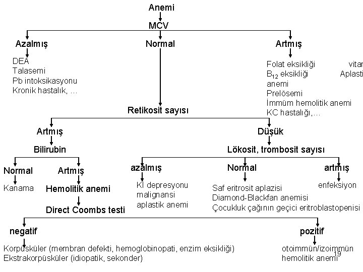 Anemi MCV Azalmış Normal Artmış DEA Talasemi Pb intoksikasyonu Kronik hastalık, … Folat eksikliği