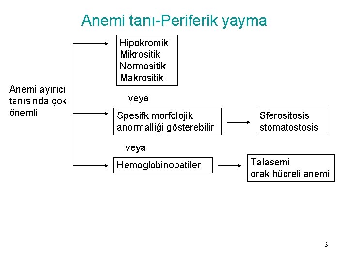 Anemi tanı-Periferik yayma Hipokromik Mikrositik Normositik Makrositik Anemi ayırıcı tanısında çok önemli veya Spesifk