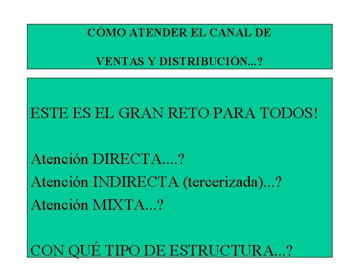 CÓMO ATENDER EL CANAL DE VENTAS Y DISTRIBUCIÓN. . . ? ESTE ES EL