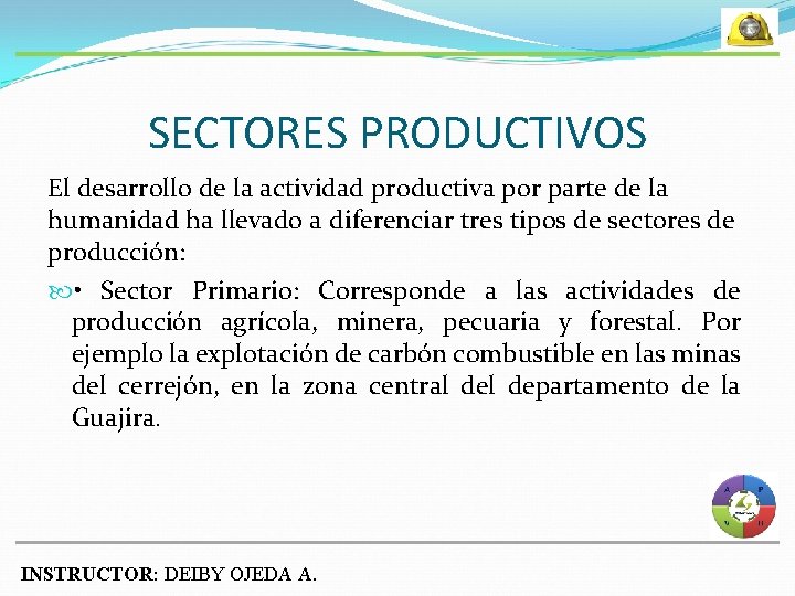 SECTORES PRODUCTIVOS El desarrollo de la actividad productiva por parte de la humanidad ha