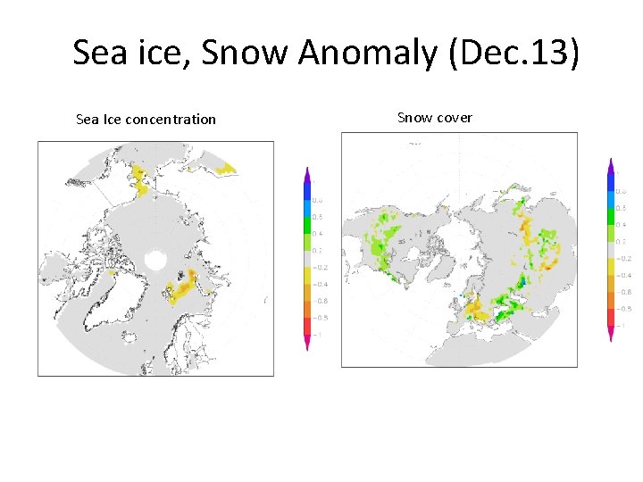 Sea ice, Snow Anomaly (Dec. 13) Sea Ice concentration Snow cover 