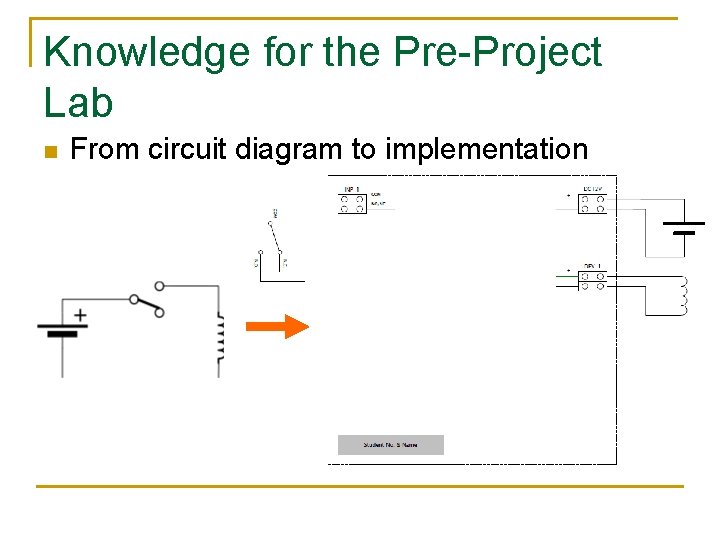 Knowledge for the Pre-Project Lab n From circuit diagram to implementation 