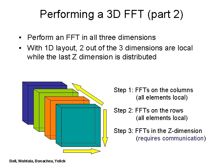 Performing a 3 D FFT (part 2) • Perform an FFT in all three