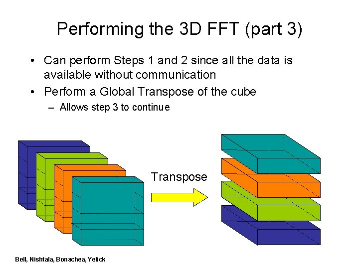 Performing the 3 D FFT (part 3) • Can perform Steps 1 and 2