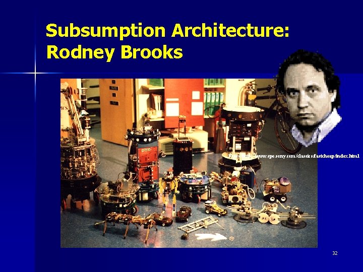 Subsumption Architecture: Rodney Brooks From http: //www. spe. sony. com/classics/fastcheap/index. html 32 