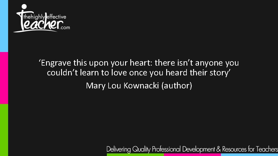 ‘Engrave this upon your heart: there isn’t anyone you couldn’t learn to love once