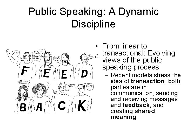 Public Speaking: A Dynamic Discipline • From linear to transactional: Evolving views of the