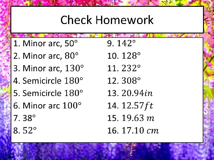 Check Homework • 