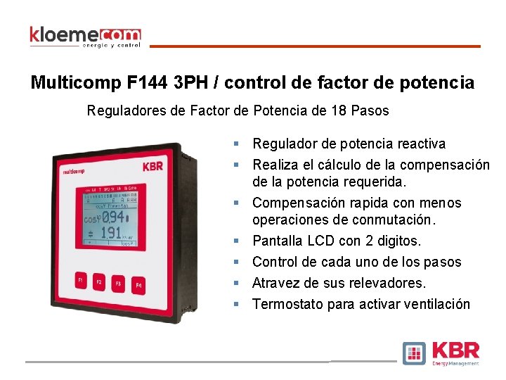 Multicomp F 144 3 PH / control de factor de potencia Reguladores de Factor