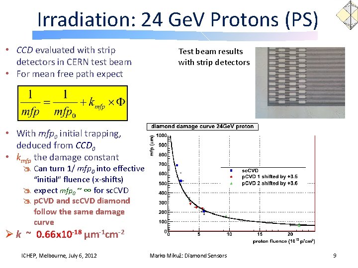 Irradiation: 24 Ge. V Protons (PS) • CCD evaluated with strip detectors in CERN