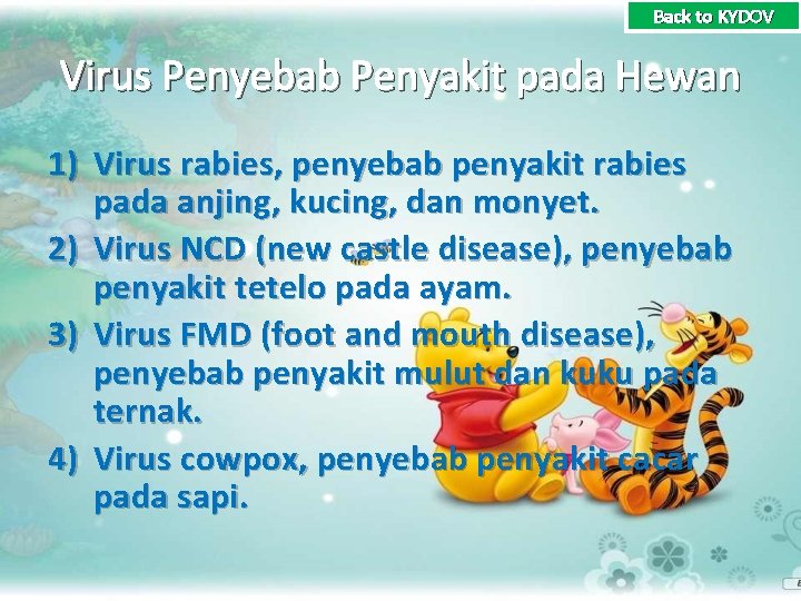 Back to KYDOV Virus Penyebab Penyakit pada Hewan 1) Virus rabies, penyebab penyakit rabies