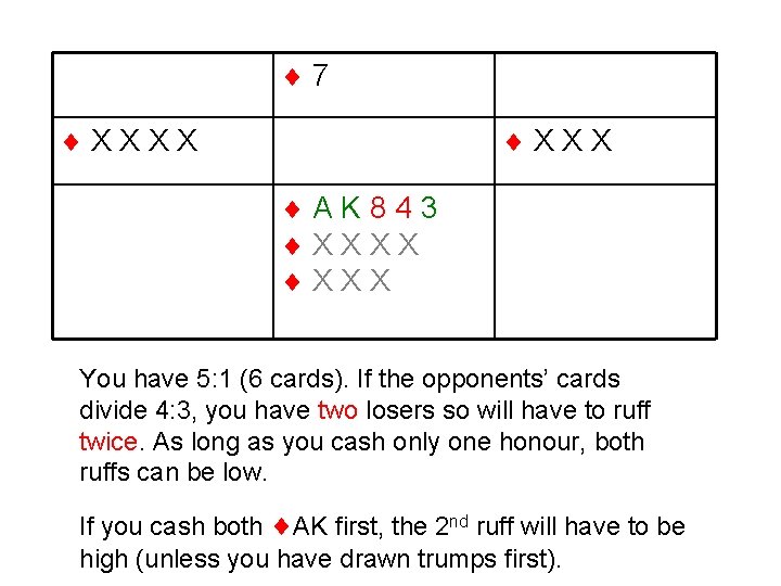  7 XXXX AK 843 XXXX You have 5: 1 (6 cards). If the