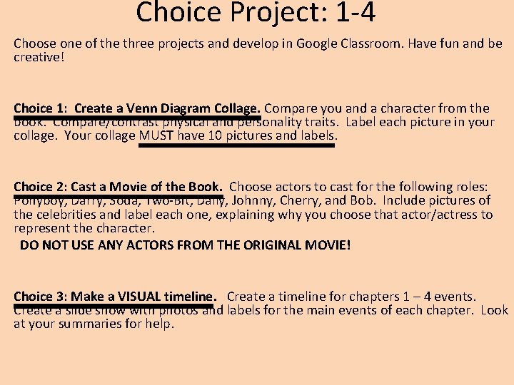 Choice Project: 1 -4 Choose one of the three projects and develop in Google