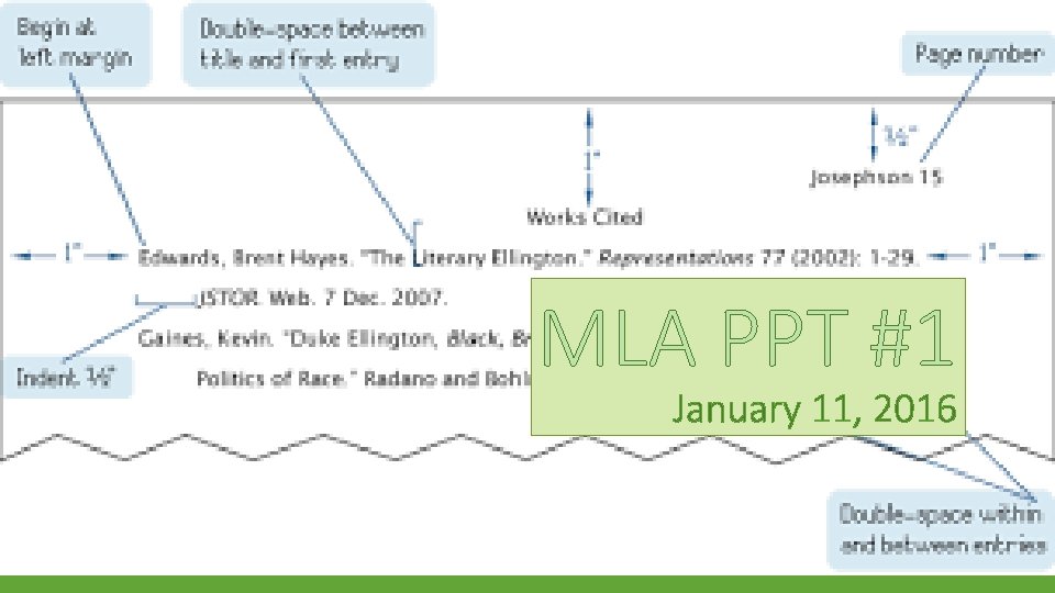 MLA PPT #1 January 11, 2016 