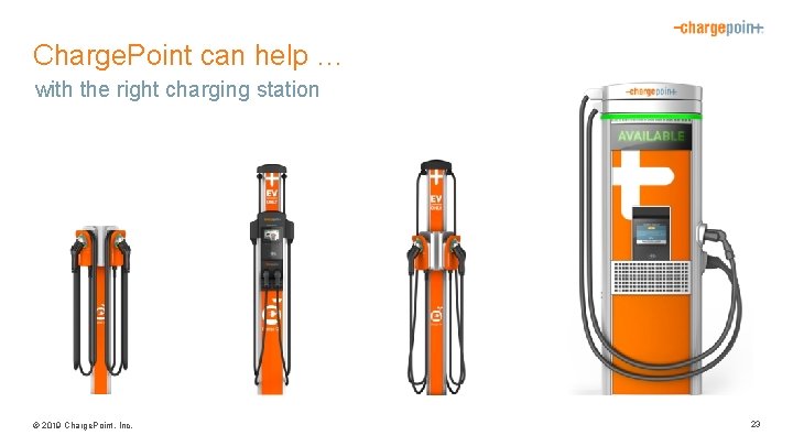 Charge. Point can help … with the right charging station © 2019 Charge. Point,