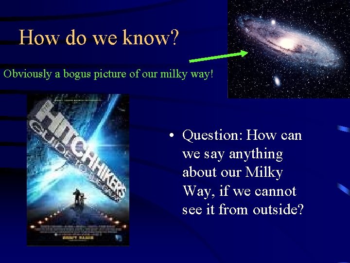 How do we know? Obviously a bogus picture of our milky way! • Question:
