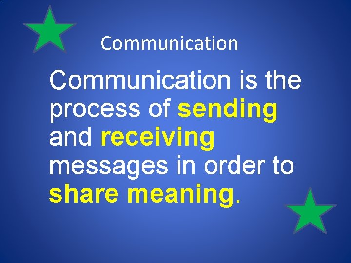Communication is the process of sending and receiving messages in order to share meaning.