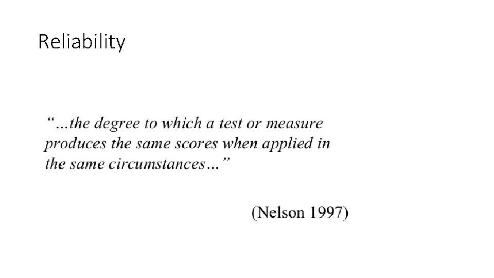 Reliability 