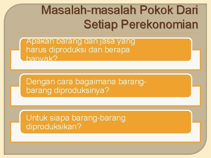 Masalah-masalah Pokok Dari Setiap Perekonomian Apakah barang dan jasa yang harus diproduksi dan berapa