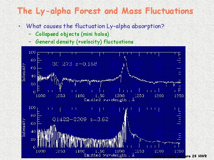 The Ly-alpha Forest and Mass Fluctuations • What causes the fluctuation Ly-alpha absorption? –