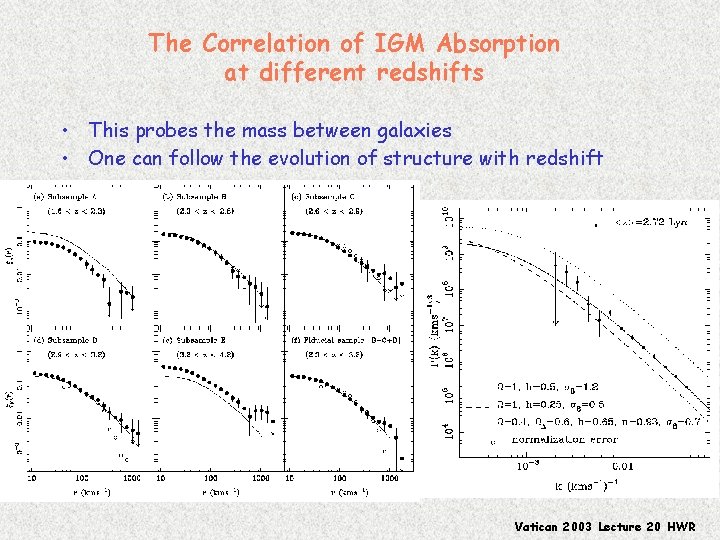 The Correlation of IGM Absorption at different redshifts • This probes the mass between