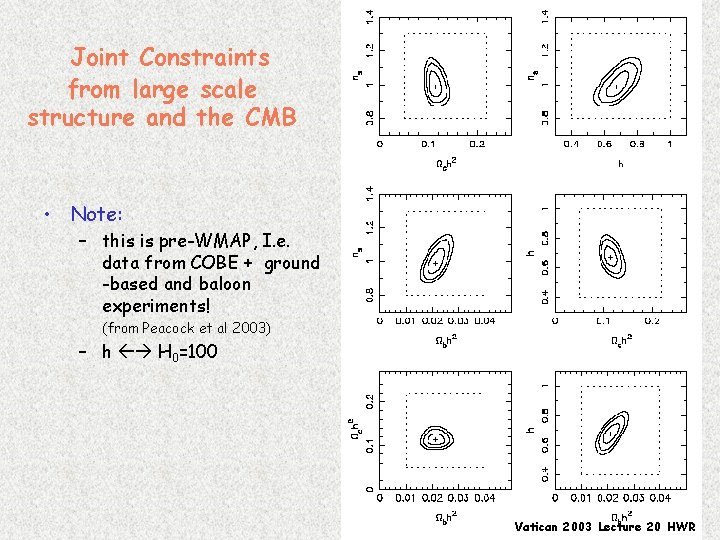 Joint Constraints from large scale structure and the CMB • Note: – this is