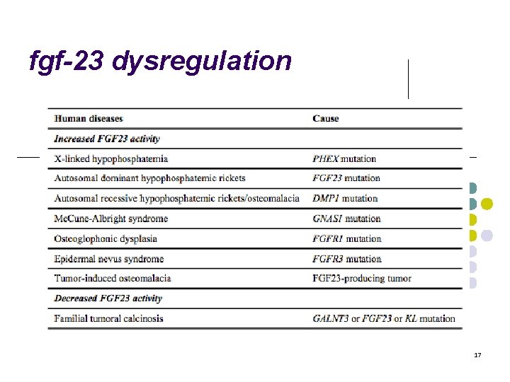 fgf-23 dysregulation 17 