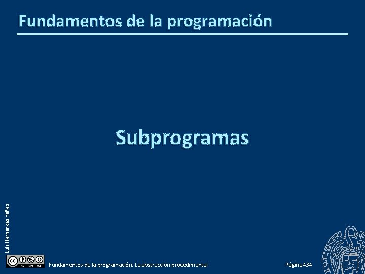 Fundamentos de la programación Luis Hernández Yáñez Subprogramas Fundamentos de la programación: La abstracción