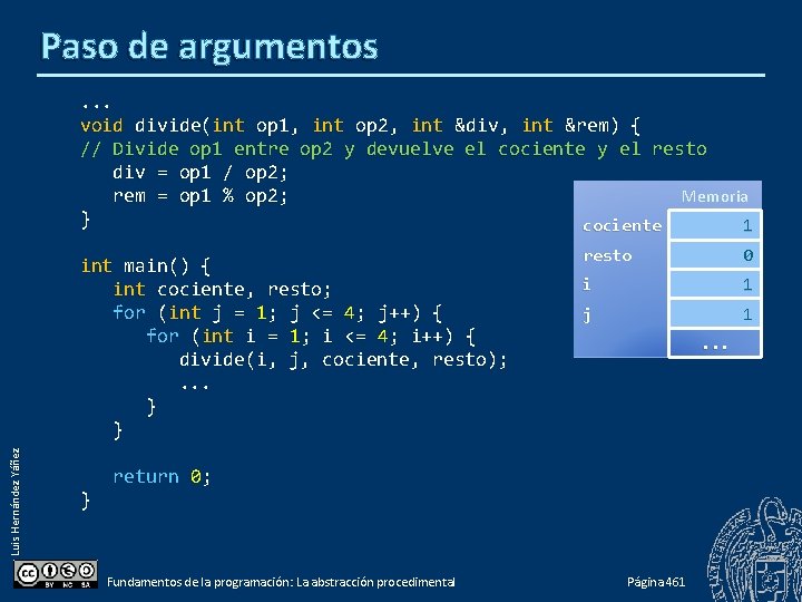 Paso de argumentos. . . void divide(int op 1, int op 2, int &div,