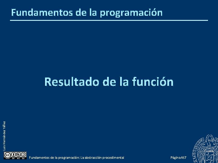 Fundamentos de la programación Luis Hernández Yáñez Resultado de la función Fundamentos de la