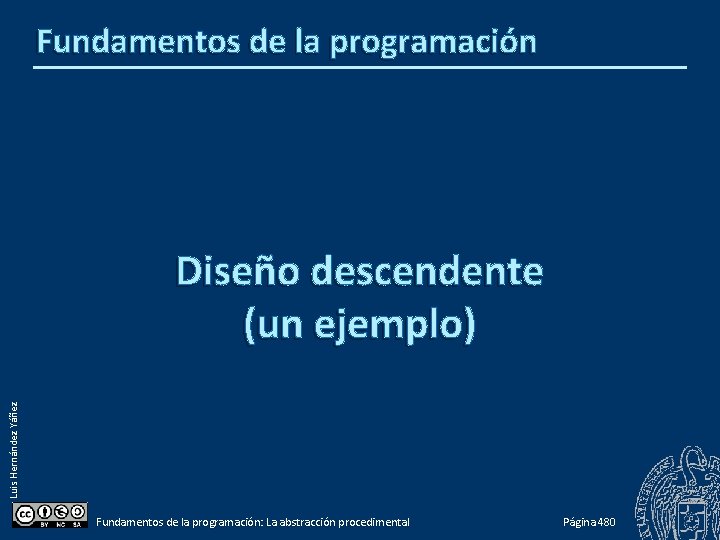 Fundamentos de la programación Luis Hernández Yáñez Diseño descendente (un ejemplo) Fundamentos de la