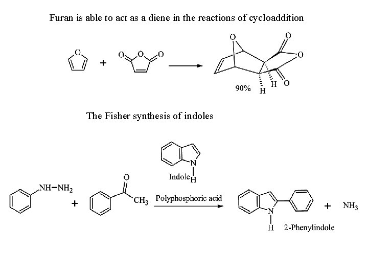 Furan is able to act as a diene in the reactions of cycloaddition The Furan is able to act as a diene in the reactions of cycloaddition The