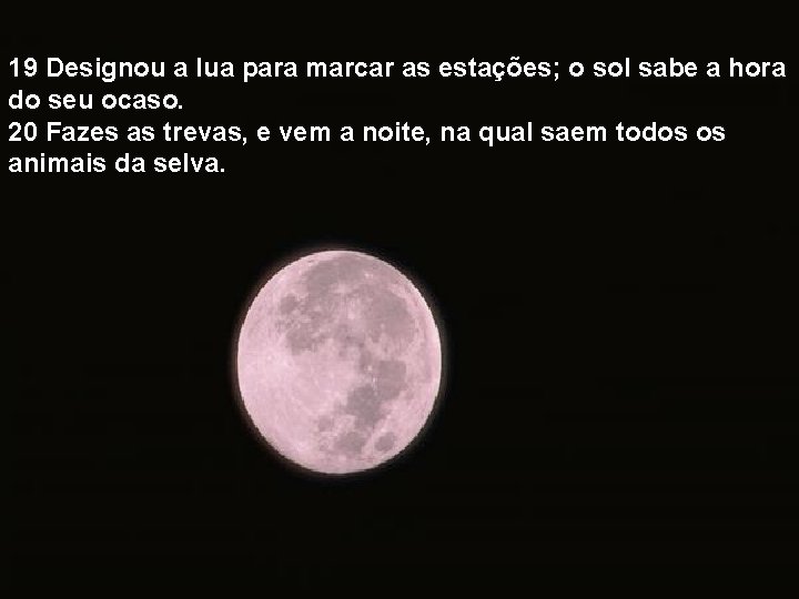 19 Designou a lua para marcar as estações; o sol sabe a hora do