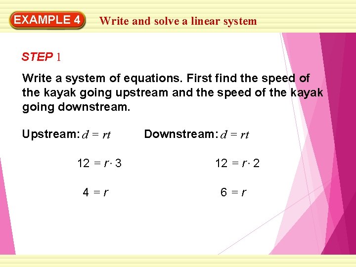 EXAMPLE 4 Write and solve a linear system STEP 1 Write a system of