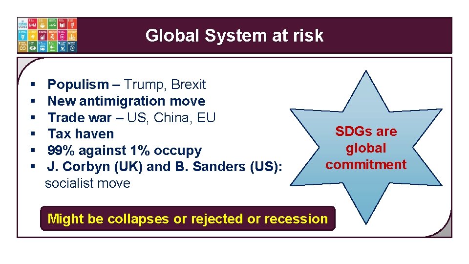 Global System at risk § § § Populism – Trump, Brexit New antimigration move