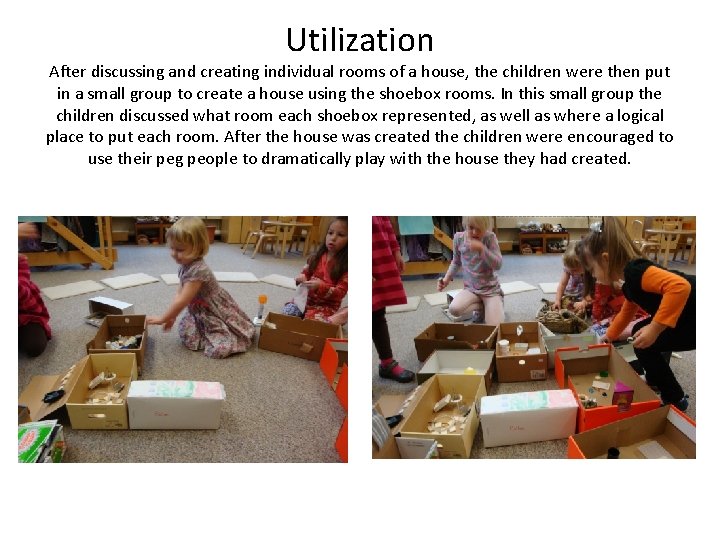 Utilization After discussing and creating individual rooms of a house, the children were then