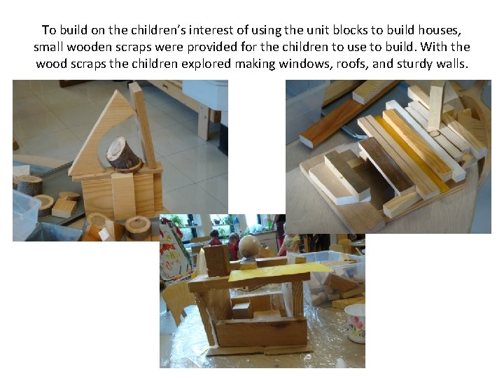 To build on the children’s interest of using the unit blocks to build houses,