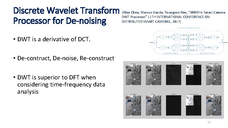 Discrete Wavelet Transform Processor for De-noising [Alan Chen, Marcus Garcia, Youngsoo Kim, “ 300