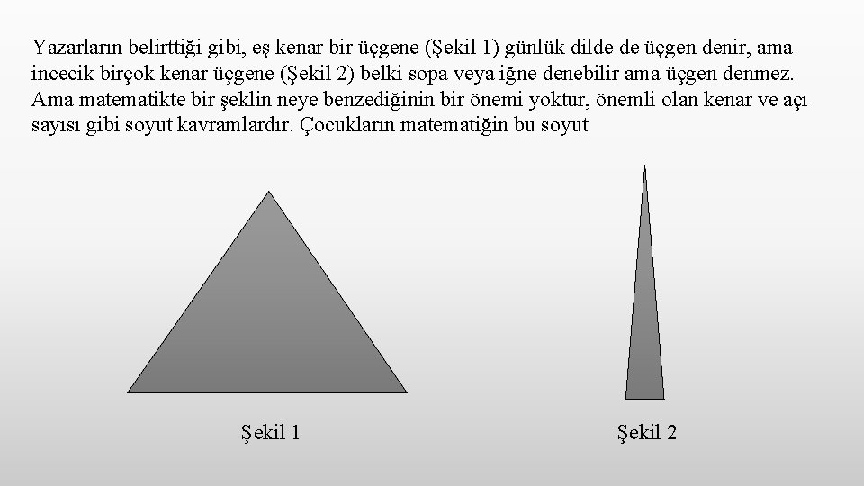 Yazarların belirttiği gibi, eş kenar bir üçgene (Şekil 1) günlük dilde de üçgen denir,