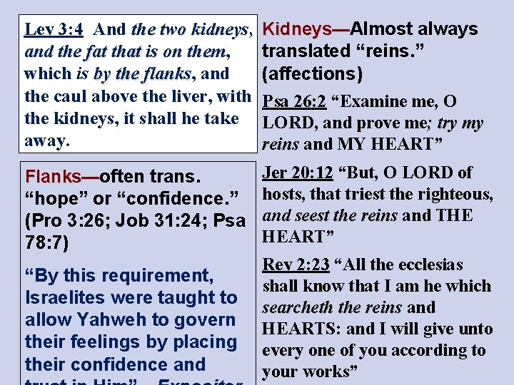 Lev 3: 4 And the two kidneys, and the fat that is on them,