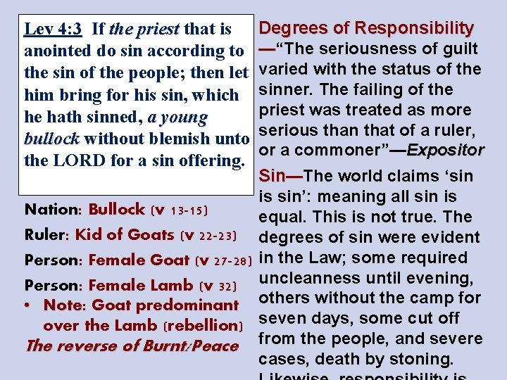 Degrees of Responsibility —“The seriousness of guilt varied with the status of the sinner.