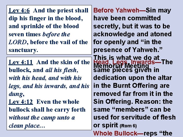 Before Yahweh—Sin may have been committed secretly, but it was to be acknowledge and