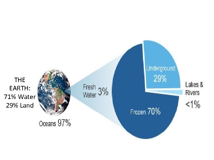 THE EARTH: 71% Water 29% Land 