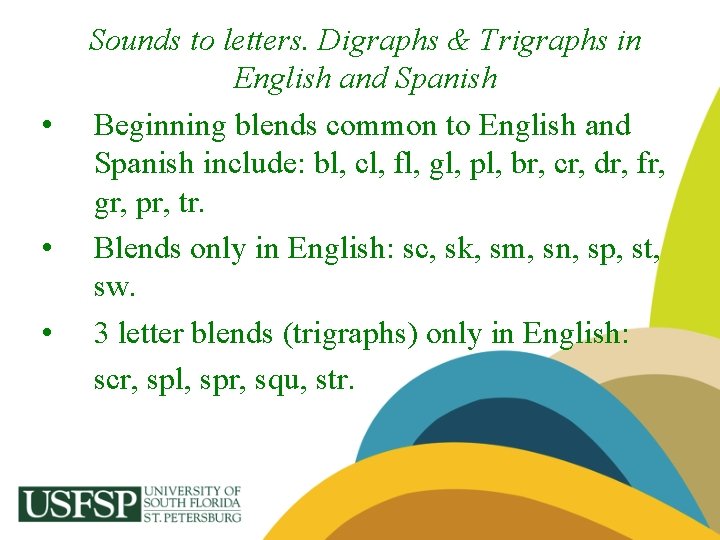  • • • Sounds to letters. Digraphs & Trigraphs in English and Spanish