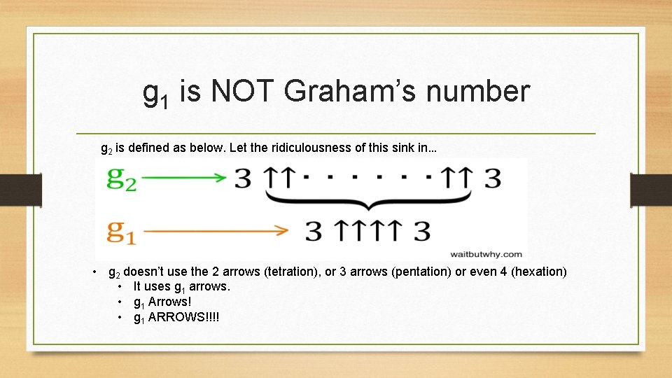 g 1 is NOT Graham’s number g 2 is defined as below. Let the