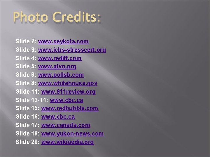 Photo Credits: Slide 2: www. seykota. com Slide 3: www. icbs-stresscert. org Slide 4: